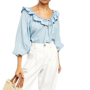 NWT Free People Blue Blouse for Women Size M